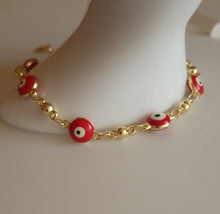 Load image into Gallery viewer, Red evil eye bracelet
