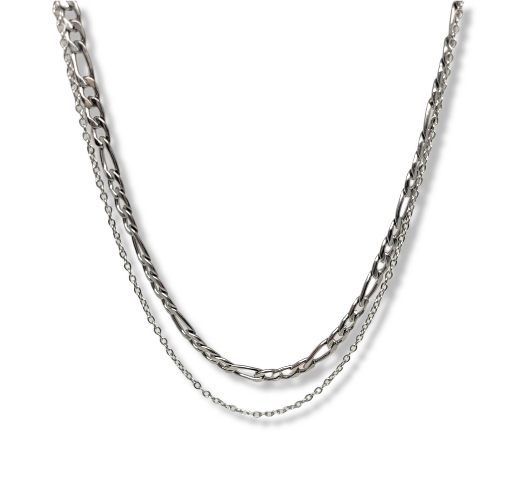 Double chain figaro | Silver | Y2K